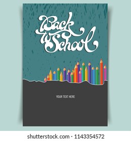 Back to school. vector illustration of pencils in blue background