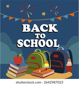 Back to school. Vector illustration posters for education, learning, reading book, school, bookstore. International education day, world book day, teachers day.