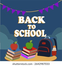 Back to school. Vector illustration posters for education, learning, reading book, school, bookstore. International education day, world book day, teachers day.