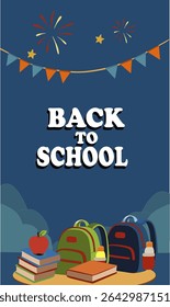Back to school. Vector illustration posters for education, learning, reading book, school, bookstore. International education day, world book day, teachers day.