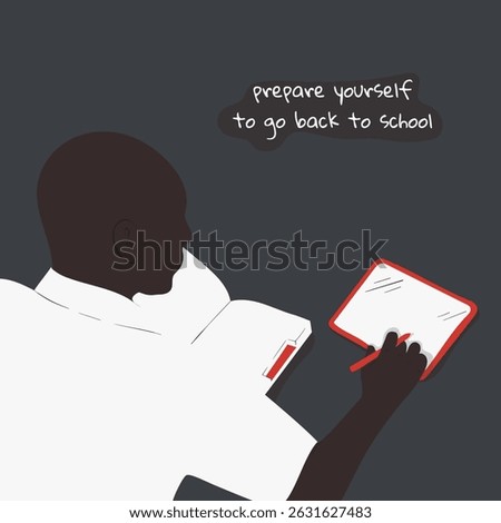 back to school. vector illustration of students studying while operating a tablet in flat design. back to school campaign template design