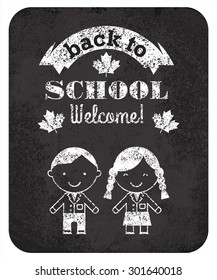 Back to school. Vector illustration with stylized children.