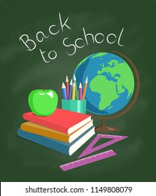 Back to school vector illustration with school supplies 