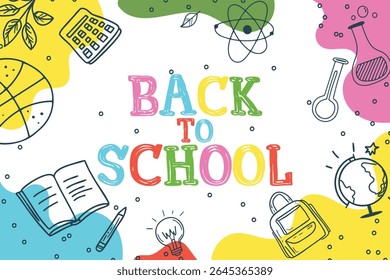 Back to School Vector Illustration with School Supplies on White Background