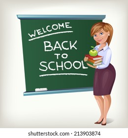 Back to school vector illustration with a teacher