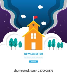 Back to school vector illustration web design template education page background