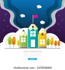 Back to school vector illustration web design template education page background