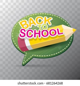 Back to school vector label with text and color pencil isolated on transparent background. back to school vector concept icon illustration.