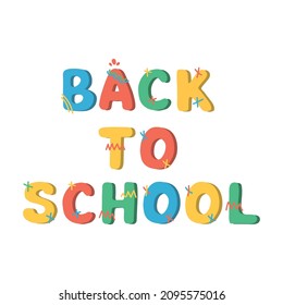 Back to school vector lettering isolated on white background. School