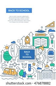 Back to School - vector line design brochure poster, flyer presentation template, A4 size layout