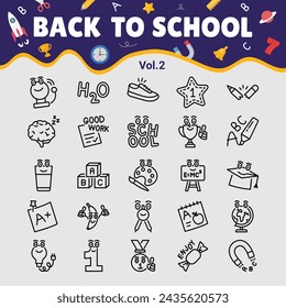 Back To School vector line icon set