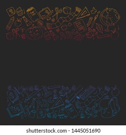 Back to school vector pattern. Education icons for children.