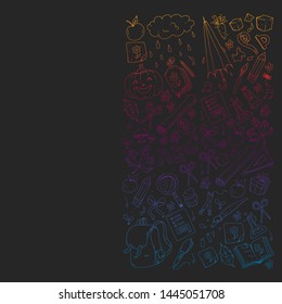 Back to school vector pattern. Education icons for children.