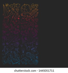 Back to school vector pattern. Education icons for children.