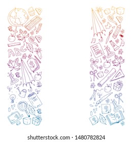 Back to school vector pattern. Education icons for children.