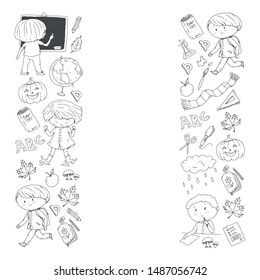 Back to school vector pattern. Education icons for children.