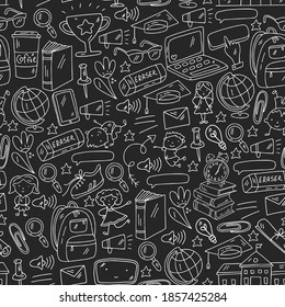 Back to school vector pattern. Online internet education.