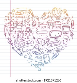 Back to school vector pattern. Online internet education.