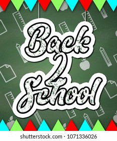 back to school vector poster illustration. colorful blackboard design