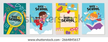 Back to school vector poster. Study Background design with children and education school supplies element. Kids hand drawn flat design for poster, wallpaper, website and cover template.