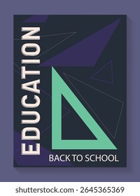 Back To School Vector Poster with Triangle Ruler.