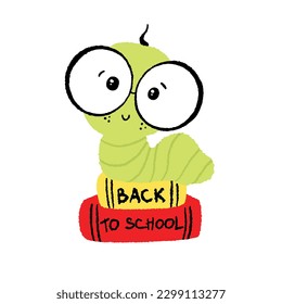 Back to school vector print in cartoon style