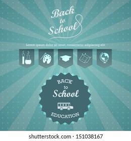 Back to school - vector retro vintage design background
