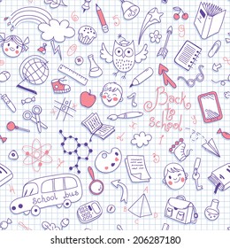 Back to school. Vector seamless pattern. Great for backgrounds