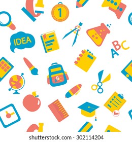 Back to school vector seamless pattern background