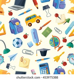 Back to School. vector seamless pattern with school elements isolate on light background