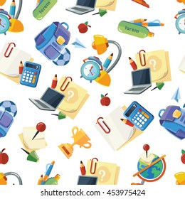 Back to School. vector seamless pattern with school elements isolate on white background