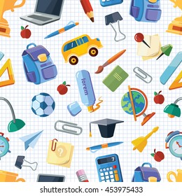 Back to School. vector seamless pattern with school elements isolate on white background