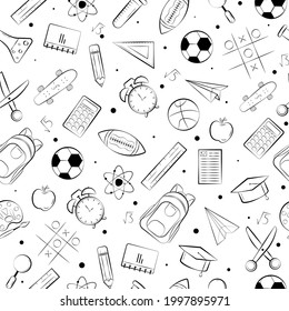 back to school vector seamless patterns background. hand drawn vector doodle seamless patterns.