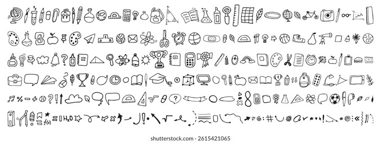 Back to school vector set of bright elements. Educational clipart. School supplies. Cute flat style classroom objects. Ready for school stuff. Back to school. Vector illustration