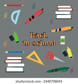 Back to school. Vector set on the theme of school subjects and supplies.