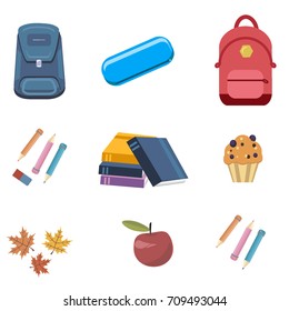 Back to school vector. Set of school supplies. Vector illustrations