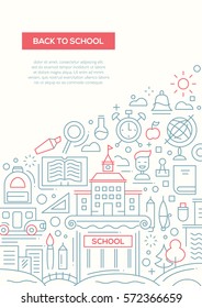 Back to School - vector simple line design brochure poster, flyer presentation template, A4 size layout