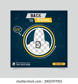 Back to school vector Social media post design with education items and space for text in the background. Vector illustration.