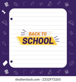 Back to school vector social media card post banner background