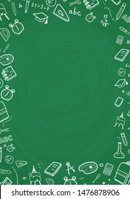 Back to school vector. Back to school supplies vector. Back to school background. Chalkboard background