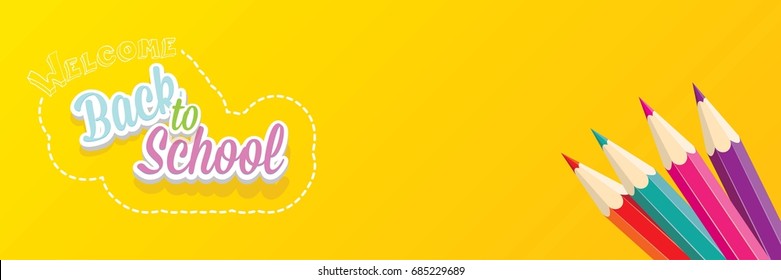 Back to school vector text logo on orange background. back to school vector concept horizontal web banner