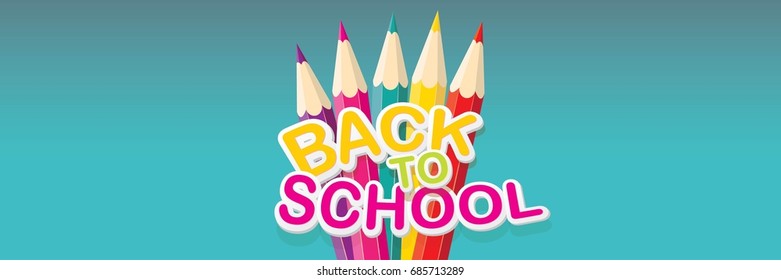 Back to school vector text logo on blue background. back to school vector concept horizontal web banner