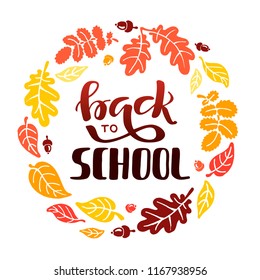 Back to school vector typography illustration for greeting card, calendar, magazine, invitation, banner, poster. Autumn graphic design element. EPS 10.