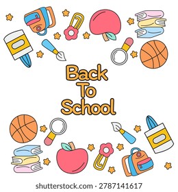 Back to School Vertical Banner with Education Doodle Illustration