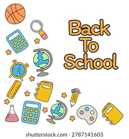 Back to School Vertical Poster with Education Doodle Elements Illustration