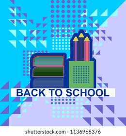 Back to school vintage geometric trendy banner abstract background.