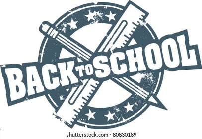 Back to School Vintage Rubber Stamp