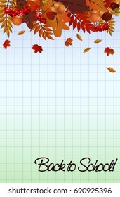 Back to school wallpaper, with a leafs, vector illustration