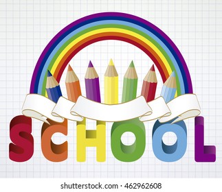 Back to school wallpaper with multicolored pencils, vector illustration