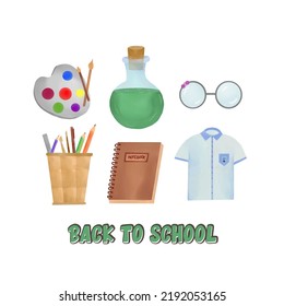 Back To School Watercolor School Clipart